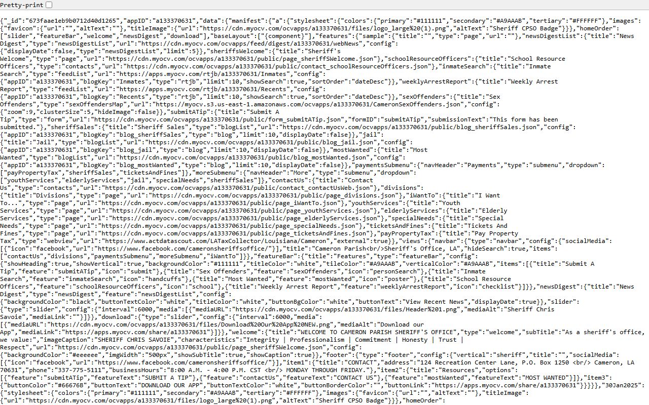 Cameron Parish arrest records sheriff app manifest source