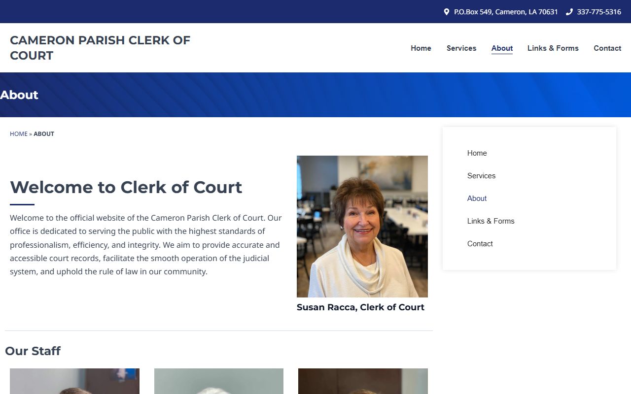 Cameron Parish court records Clerk of Court record role
