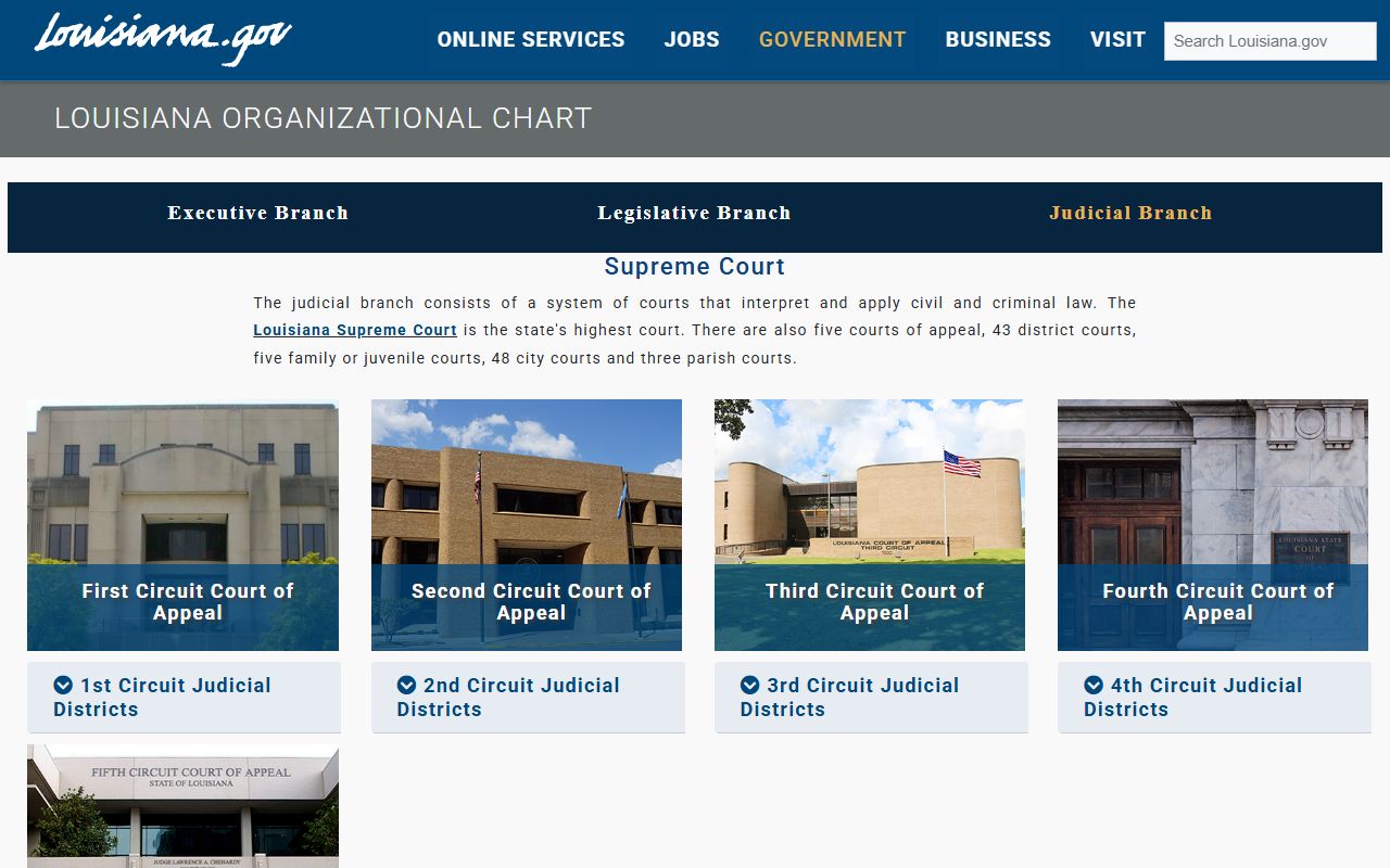 Cameron Parish court records Louisiana judicial branch overview
