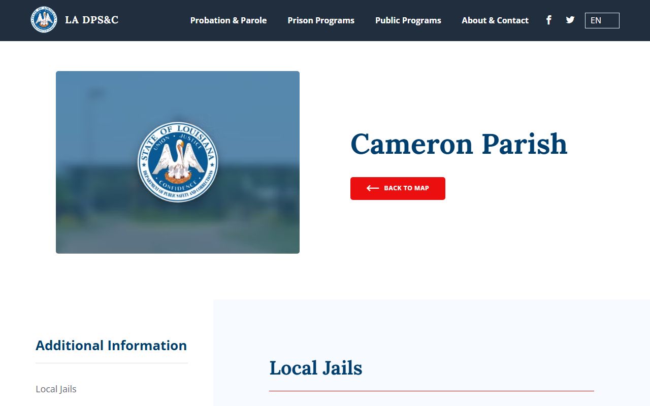 Cameron Parish criminal records DPS and corrections contact source