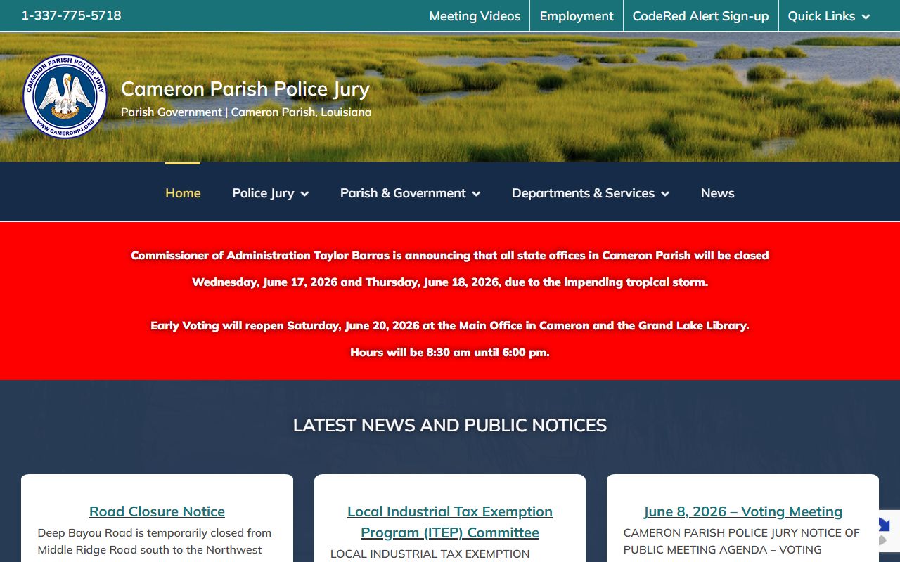 Cameron Parish court records local government notices