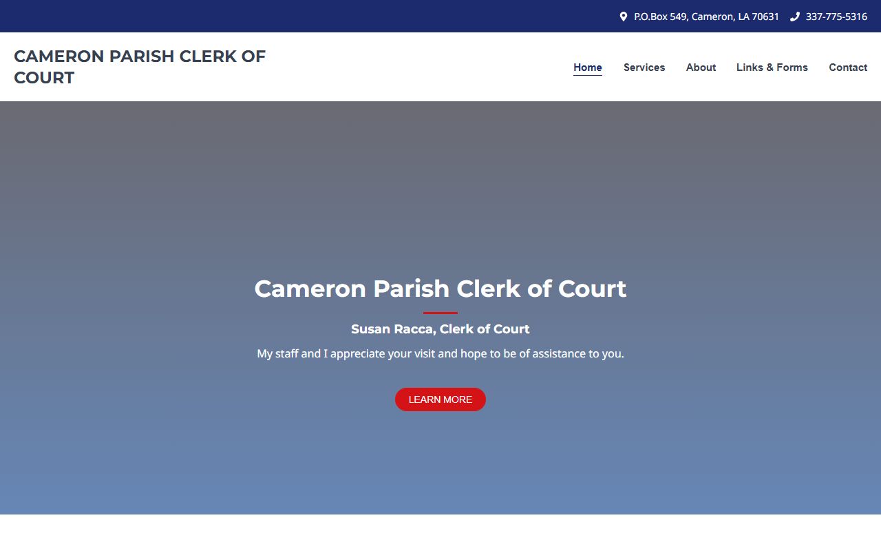 Cameron Parish court records Clerk of Court homepage