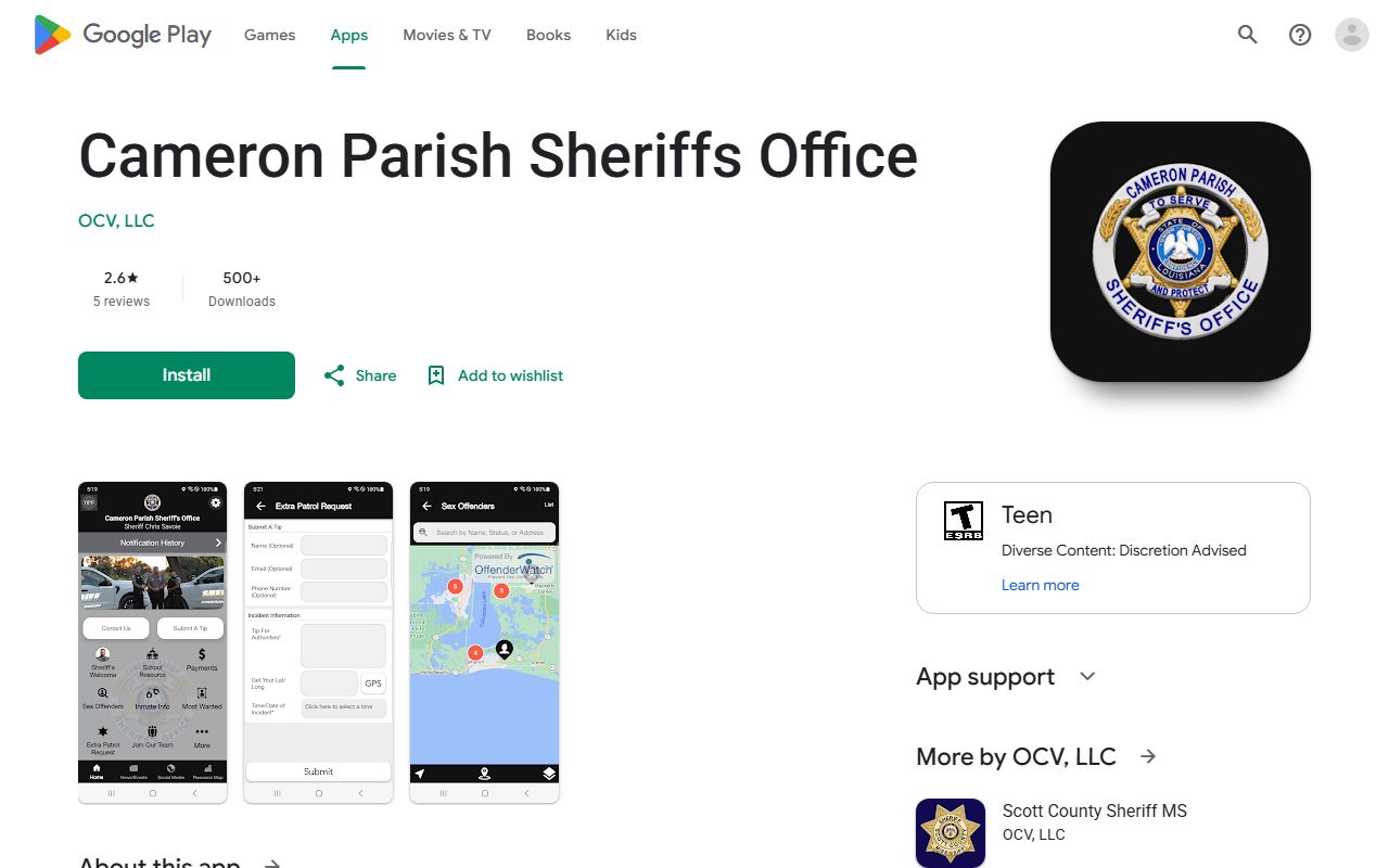 Cameron Parish marriage and divorce records sheriff Android app public safety listing
