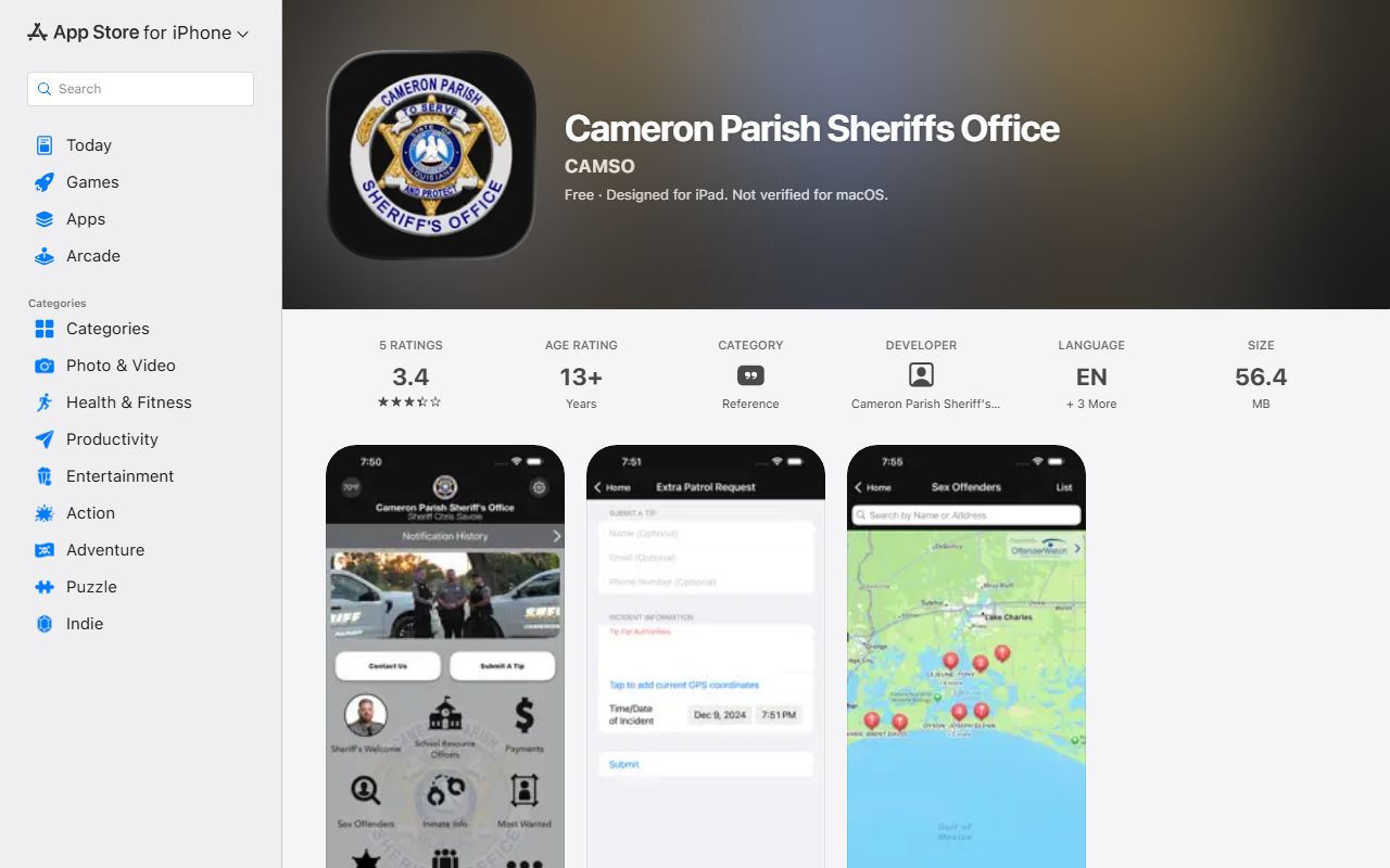 Cameron Parish marriage and divorce records sheriff iOS app listing